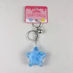 Cute blue glitter liquid filled bear quicksand keychain kawaii bag accessory pendant