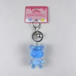 Cute blue glitter liquid filled bear quicksand keychain kawaii bag accessory pendant