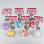 purple strawberry hello kitty quicksand keychain oil in water glitter bag charm wholesale