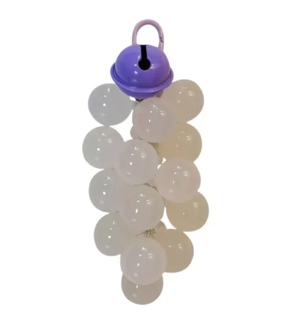 Purple Light Sensitive Color Changing Grape Beaded Keychain with Bell, Cute Bag Charm