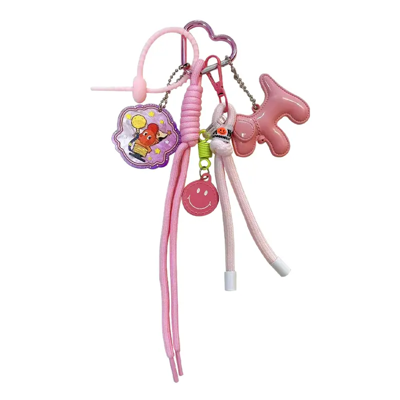 Macaron Sweet Puppy Lanyard Bag Charm Cute Girly Dog Shape Keychain Pendant