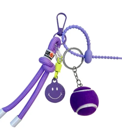 Creative Colorful Smiley Face Tennis Car Keychain Sports Bag Pendant