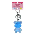 Cute Blue Glitter Liquid Filled Quicksand Keychain, Bear/Heart/Star Multiple Shapes Kawaii Bag Accessory Gift