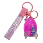 Cute Liquid Quicksand Pendant Rocket Acrylic Car Keychain