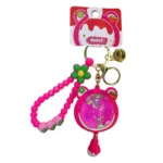Strawberry Bear Crystal Ball Liquid Quicksand Bag Pendant Keychain