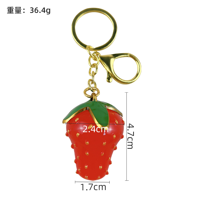 strawberry rotating fidget keychain cute fruit spinner stress relief bag charm pineapple pendant