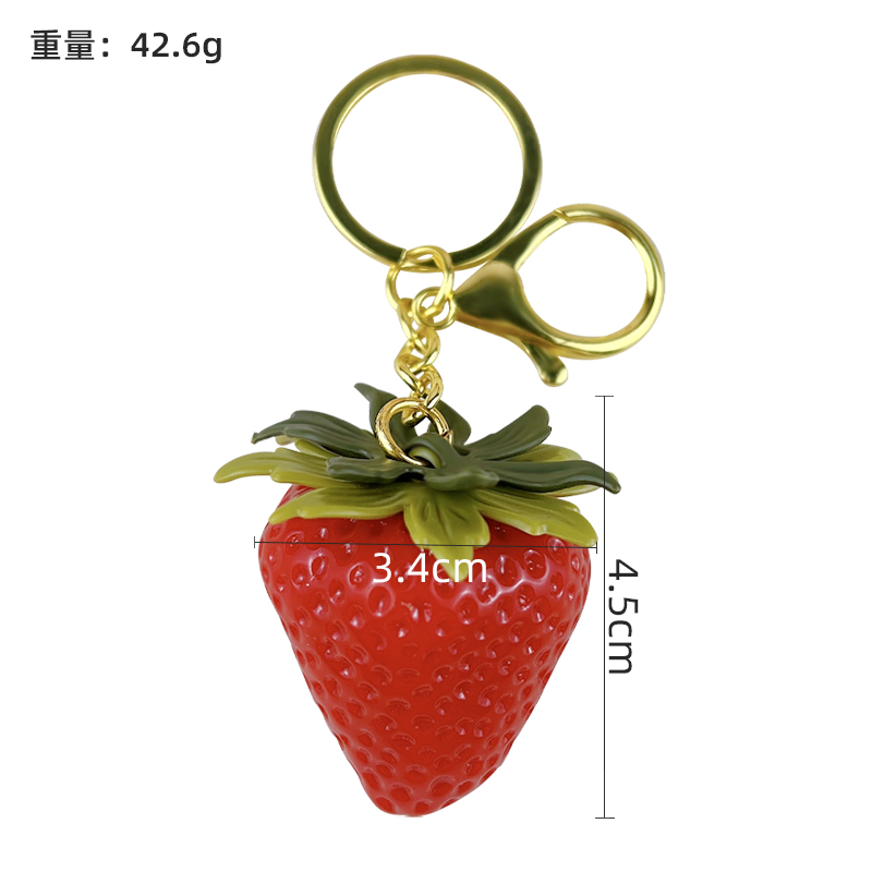 artifact keychain simulation strawberry pendant keychain cute resin fruit bag charm realistic food ornament