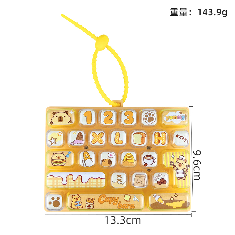 Cartoon 26-Key Keyboard Keychain Cute Capybara ABS Bag Charm Pendant Gift