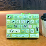 panda fidget keyboard keychain cute mini press stress relief toy bag charm