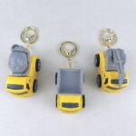 Mini Yellow Engineering Truck Keychain Cute Dump Excavator Vehicle Bag Charm for Kids