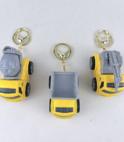 Mini Yellow Engineering Truck Keychain Cute Dump Excavator Vehicle Bag Charm for Kids