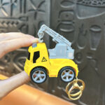 Mini Yellow Engineering Truck Keychain Cute Dump Excavator Vehicle Bag Charm for Kids
