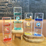 Cartoon Liquid Oil Drop Floating Ornament Keychain Acrylic Quicksand Character Desktop Decoration