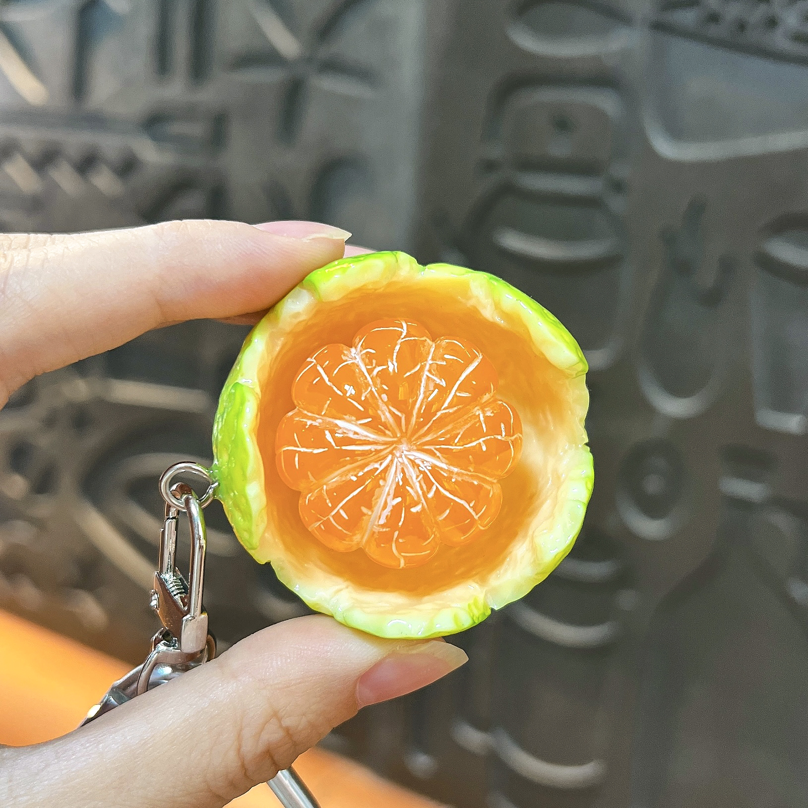 Simulation Peeled Orange Resin Keychain Cute Fruit Bag Charm Pendant