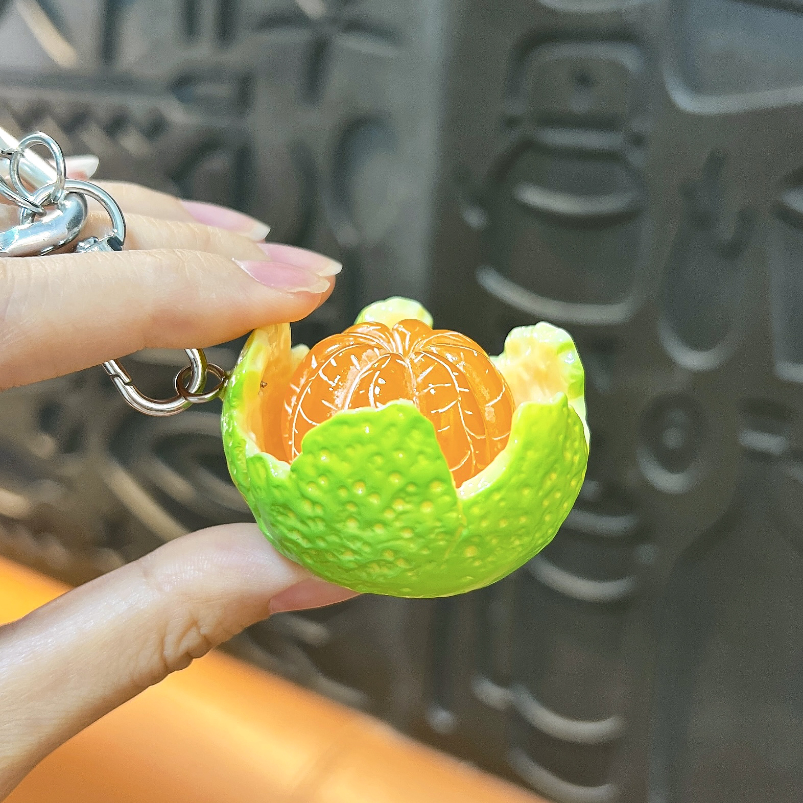 Simulation Peeled Orange Resin Keychain Cute Fruit Bag Charm Pendant