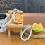 Simulation Peeled Orange Resin Keychain Cute Fruit Bag Charm Pendant