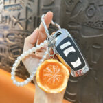 Simulation Peeled Orange Resin Keychain Cute Fruit Bag Charm Pendant