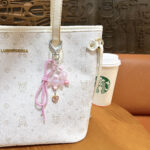 Candy Heart Buckle Bag Charm Keychain Acrylic Pink Rope Pendant for Girls
