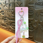 Candy Heart Buckle Bag Charm Keychain Acrylic Pink Rope Pendant for Girls