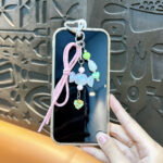 Candy Heart Buckle Bag Charm Keychain Acrylic Pink Rope Pendant for Girls