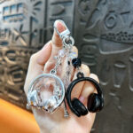 mini headphone keychain kawaii acrylic headset pendant with guitar microphone star beads bag charm phone lanyard