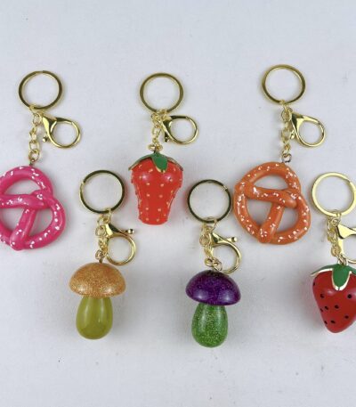 strawberry rotating fidget keychain cute fruit spinner stress relief bag charm pineapple pendant
