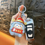 Cute glowing sheep keychain, cartoon lucky sheep bag pendant with congratulations on wealth scroll