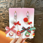 artifact keychain plush five-point star christmas keychain cute fluffy bow bag charm kawaii holiday pendant