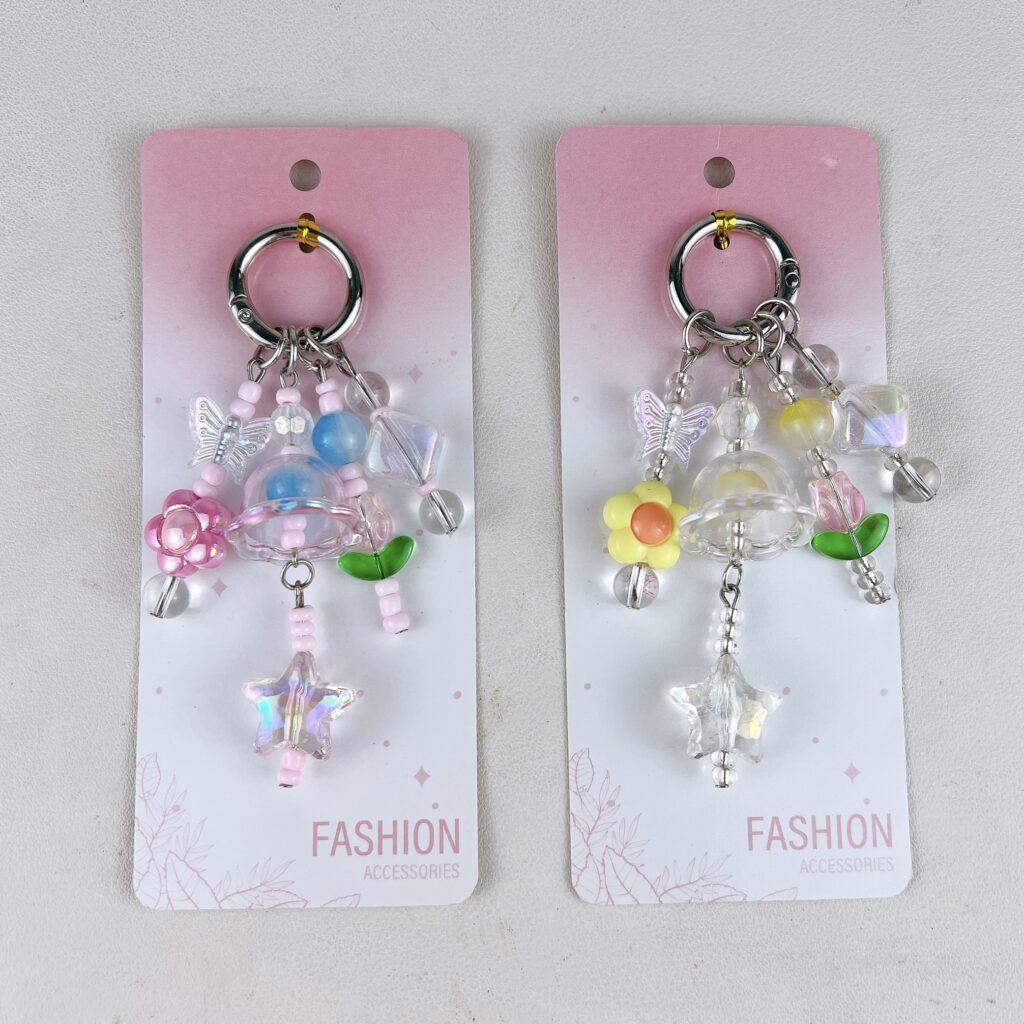 artifact keychain wind chime flower keychain cute acrylic beaded bag charm kawaii phone pendant ornament