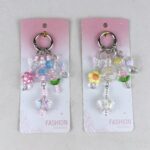 artifact keychain wind chime flower keychain cute acrylic beaded bag charm kawaii phone pendant ornament