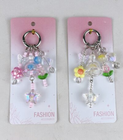 artifact keychain wind chime flower keychain cute acrylic beaded bag charm kawaii phone pendant ornament