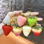 artifact keychain simulation strawberry pendant keychain cute resin fruit bag charm realistic food ornament