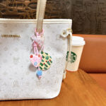 heart mirror bag charm cute acrylic heart makeup mirror keychain with lace bow and beads
