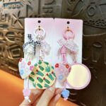 heart mirror bag charm cute acrylic heart makeup mirror keychain with lace bow and beads