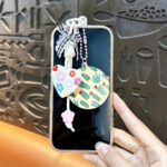 heart mirror bag charm cute acrylic heart makeup mirror keychain with lace bow and beads