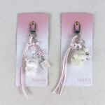 puppy bear keychain cute acrylic cartoon animal bag charm with star heart beads phone strap pendant