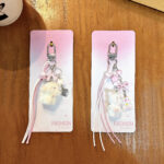 puppy bear keychain cute acrylic cartoon animal bag charm with star heart beads phone strap pendant