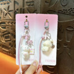 puppy bear keychain cute acrylic cartoon animal bag charm with star heart beads phone strap pendant