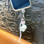 puppy bear keychain cute acrylic cartoon animal bag charm with star heart beads phone strap pendant