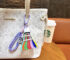 rainbow badminton keychain cute colorful shuttlecock bag charm with woven lanyard