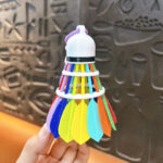 rainbow badminton keychain cute colorful shuttlecock bag charm with woven lanyard