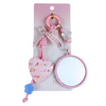 heart mirror bag charm cute acrylic heart makeup mirror keychain with lace bow and beads