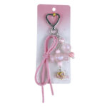 Candy Heart Buckle Bag Charm Keychain Acrylic Pink Rope Pendant for Girls