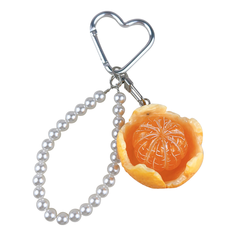 Simulation Peeled Orange Resin Keychain Cute Fruit Bag Charm Pendant