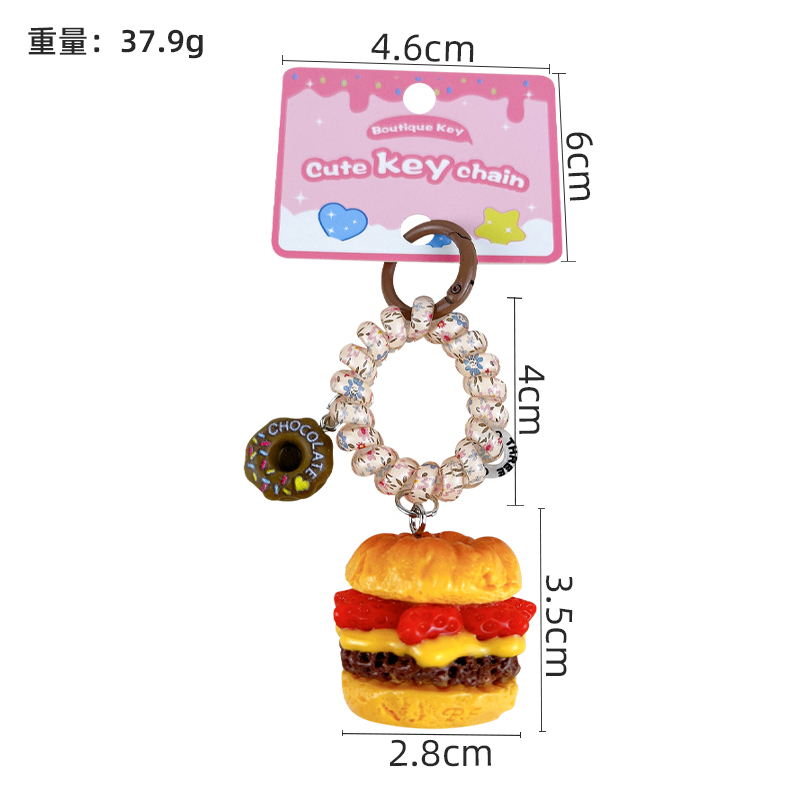 custom bagel burger keychain resin simulation food bag charm promotional gift
