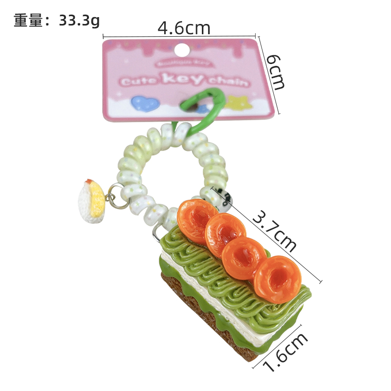 custom brownie cake keychain resin simulation dessert charm wholesale