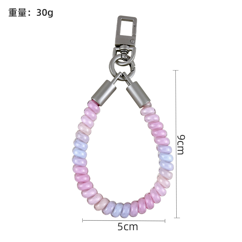 custom colorful telephone cord keychain stretch PVC coil phone strap wholesale