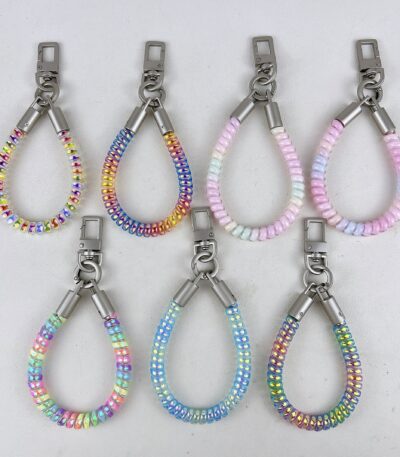custom colorful telephone cord keychain stretch PVC coil phone strap wholesale