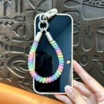 custom colorful telephone cord keychain stretch PVC coil phone strap wholesale