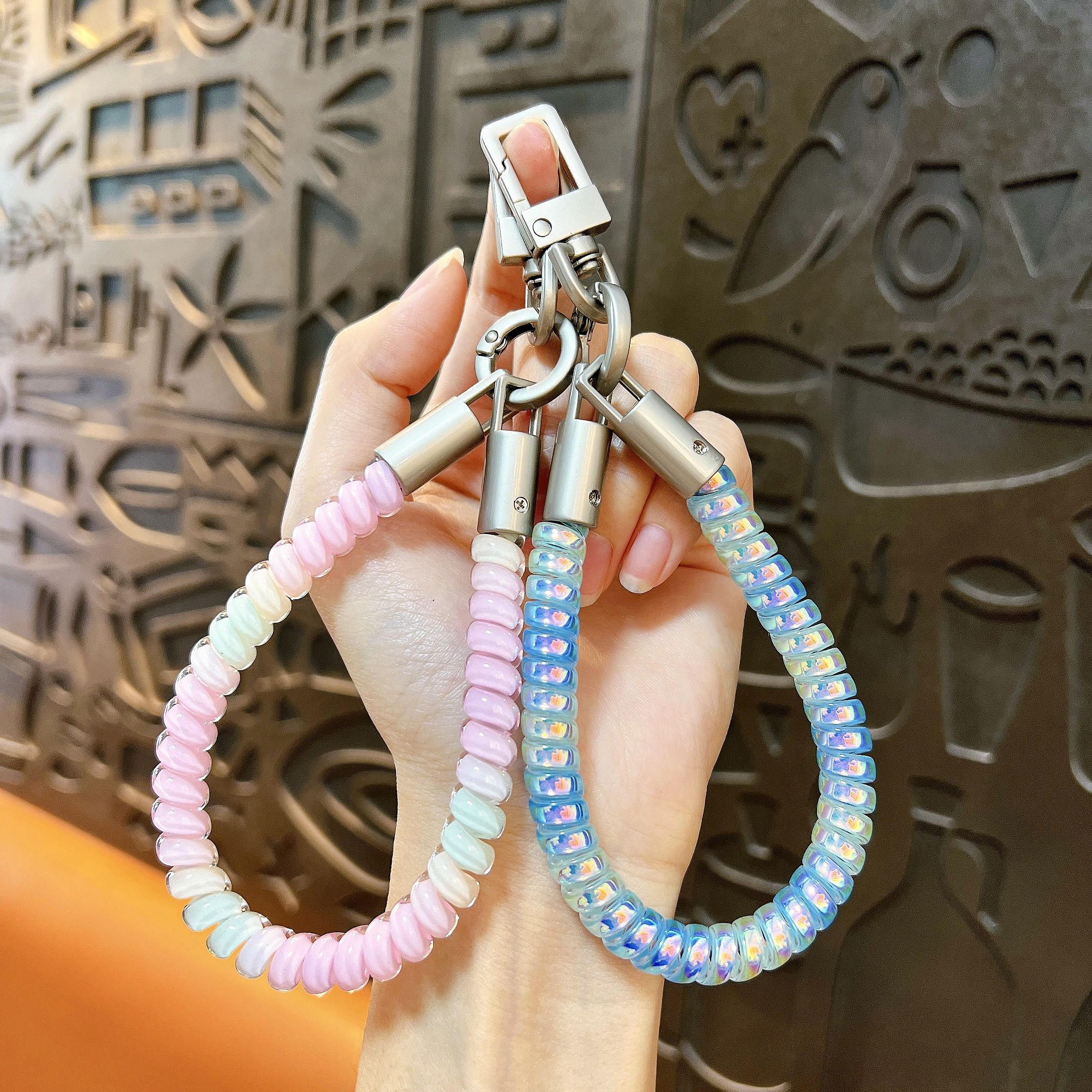 colorful telephone cord keychain product specs bulk promotional gift
